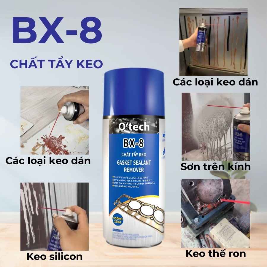 Tẩy keo silicon trên mọi bề mặt vô cùng hiệu quả với O’tech BX-8