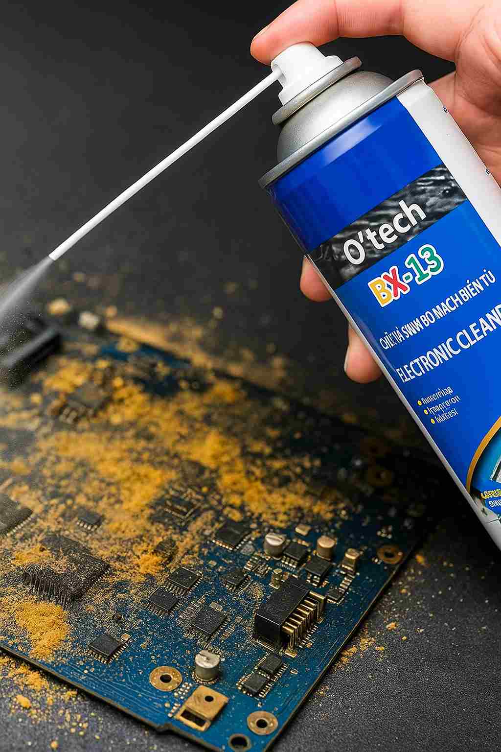 Vệ sinh bo mạch điện tử định kỳ với O’tech BX-13 là cách tốt để bảo vệ đồ điện tử khỏi ẩm mốc 