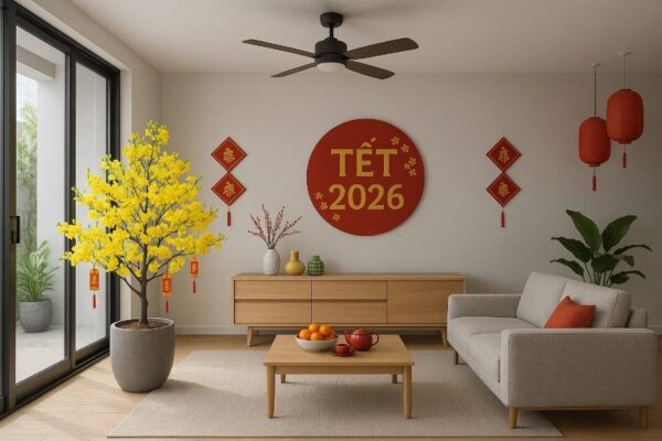 Phong cách trang trí nhà đón Tết tối giản giúp tiết kiệm và cũng có thể tạo điểm nhấn